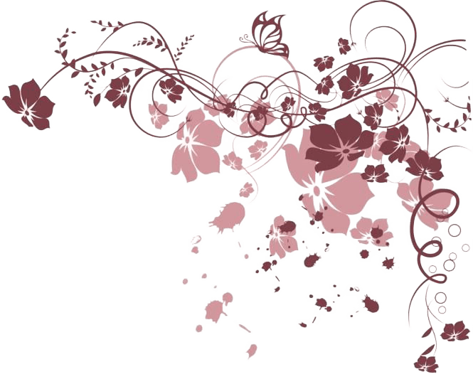 Delicate floral design featuring swirls and blossoms in shades of pink and maroon, adding a decorative touch suitable for feminine themes.